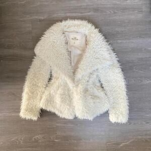 Vintage 2000s Hollister white fur jacket